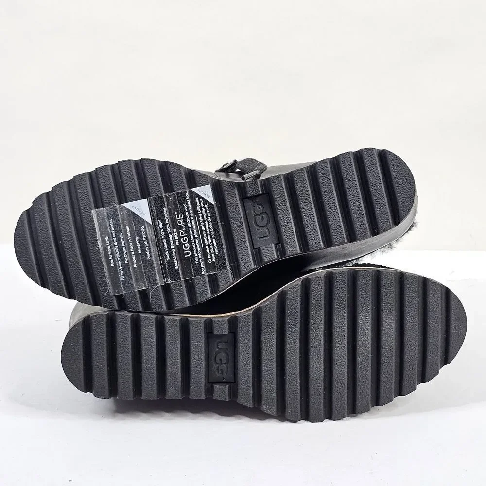 NWOB UGG Black Alasdair  Waterproof Leather Wedge Booties
